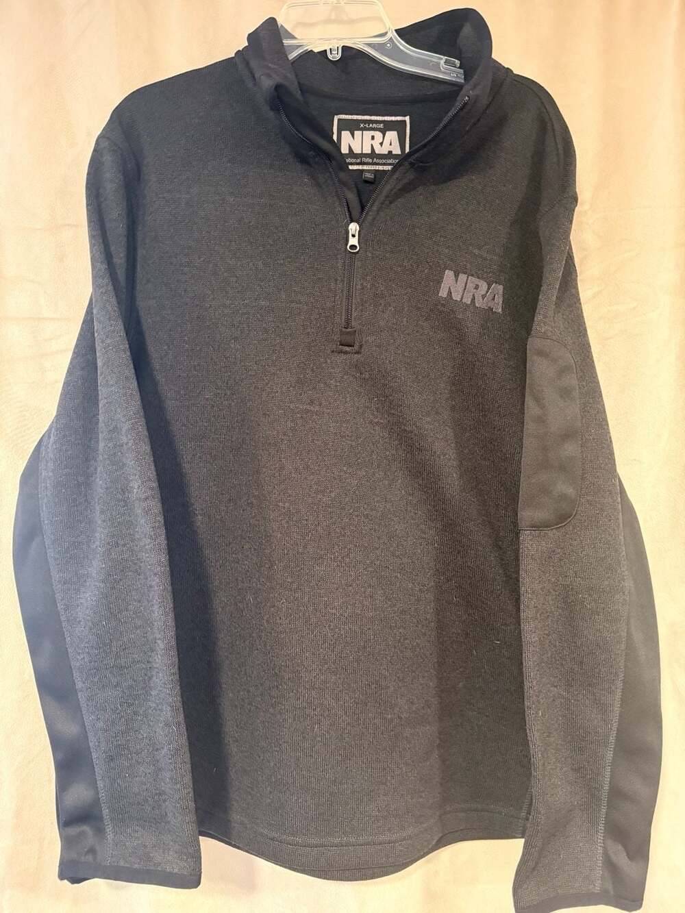 NRA Men's Black 1/4 Zip Pullover Jacket with Sleeve Pocket Size XL